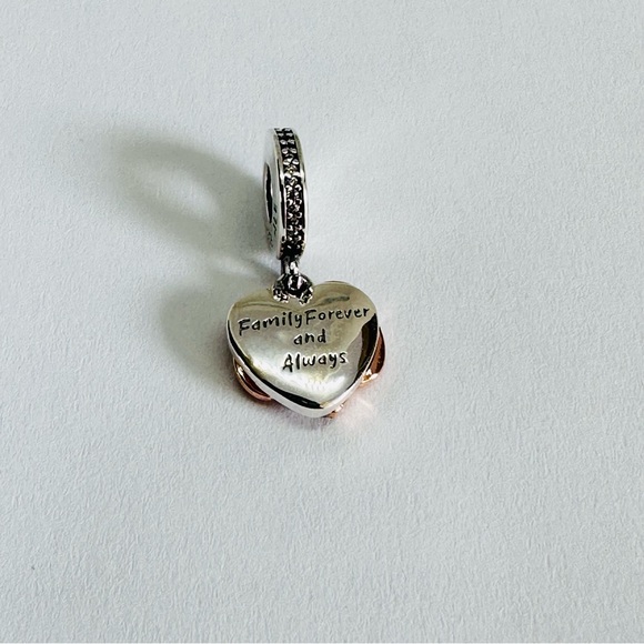 NEW Authentic Pandora 2tone Sparkling Infinity Heart Dangle Charm - Picture 5 of 7